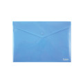 Папка-конверт пласт. А4 на кноп. непрозр. синяя 1412-22-а 180мкм