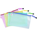 Папка-конверт пласт. А4 на молнии, прозр. ассорти 1406-00-а